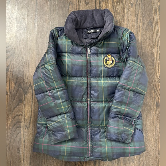 Ralph Lauren, Navy Plaid, Puffer Coat, Small, Never been worn - Picture 4 of 5